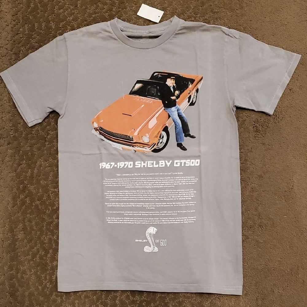 Mens Womens 1967-1970 Shelby GT500 Gray T-Shirt Size Small Med Ford Mustang NWT